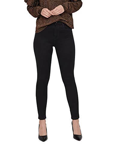 VERO MODA Damen Skinny Jeans mit hoher Taille Schwarz, L/32R