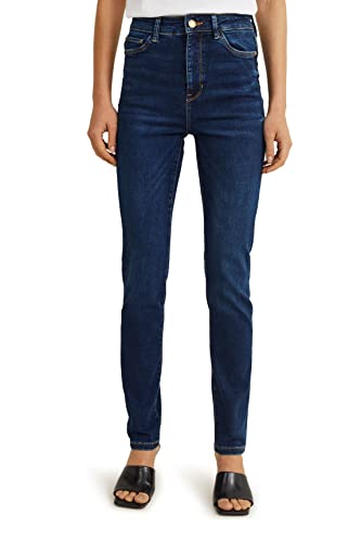 C&A Damen 5-Pocket Shapewear Jeans Casual Slim High Rise/High Waist Stretch|Baumwolle|Denim|Lycra Jeans-blau 42 S-L-R