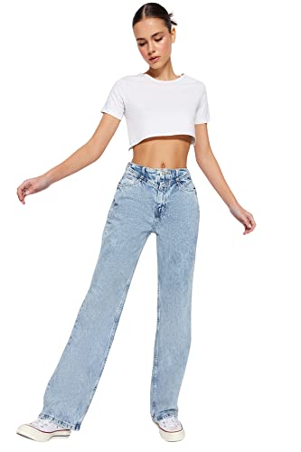 TRENDYOL Frauen Jung Hohe Taille Wide Leg Weites Bein der 90er Jeans
