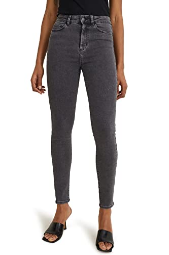 C&A Damen Jeggings Hosen Casual Super Skinny High Rise/High Waist Stretch|Baumwolle|Denim Jeans-dunkelgrau 44 S-L-R