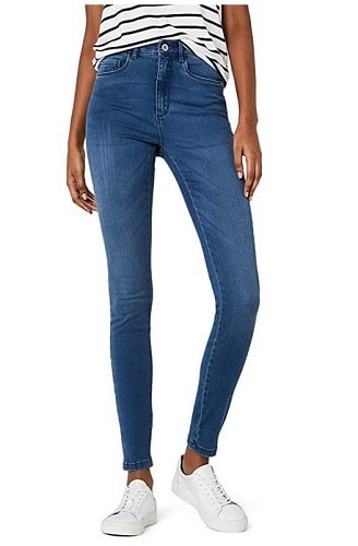 High-Waist-Skinny-Jeans-Damen-blau
